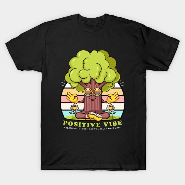 Positive vibe, fresh tree mascot in meditation T-Shirt by Vyndesign